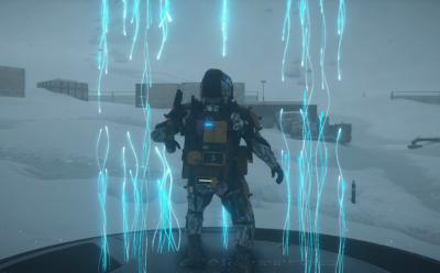 Sam fast-traveling in Death Stranding