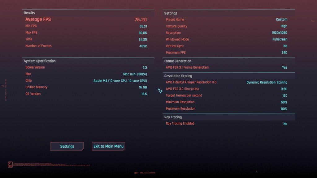 Cyberpunk-2077-on-M4-Mac-with-AMD-FSR-3.1-Upscaling-and-frame-generation