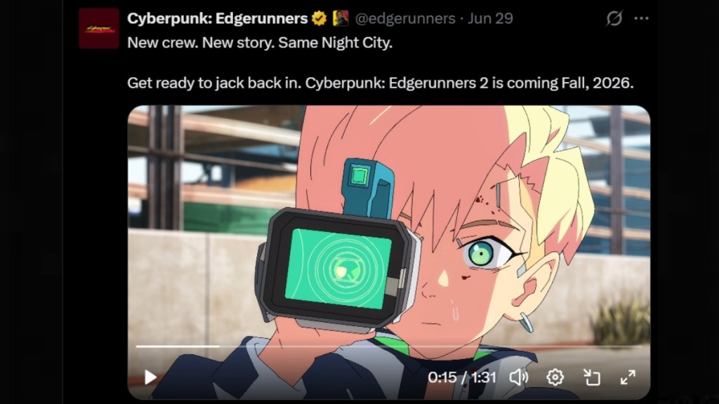 Cyberpunk Edgerunners 2 release date