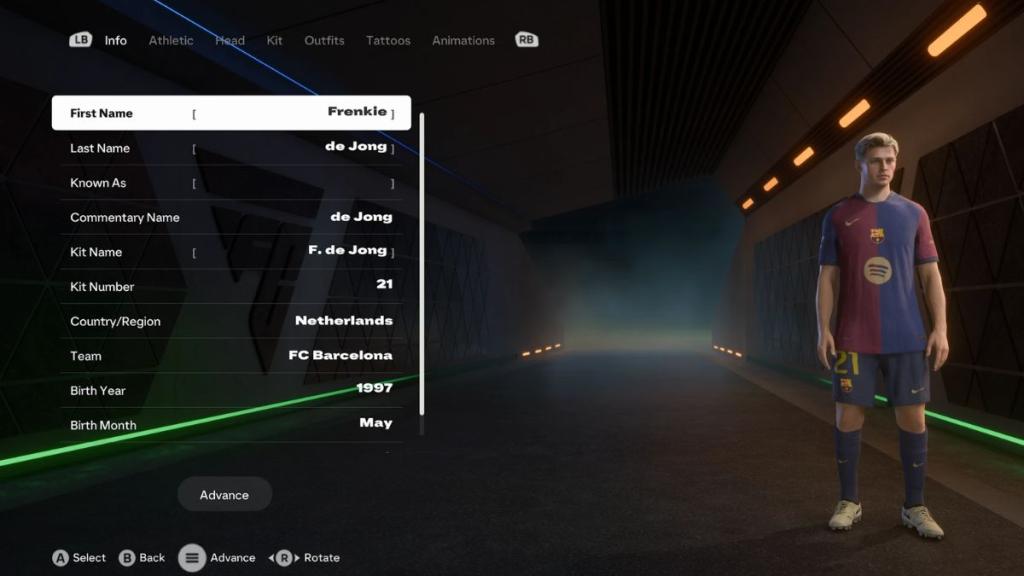 Player Editing menu in EA FC 25