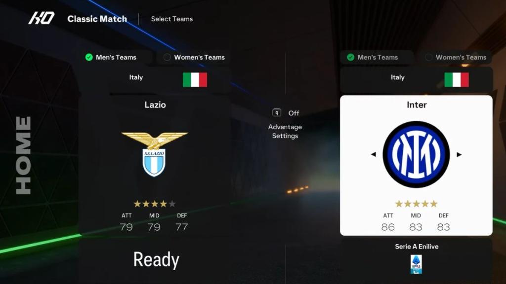 EA FC 25 Team Select Menu