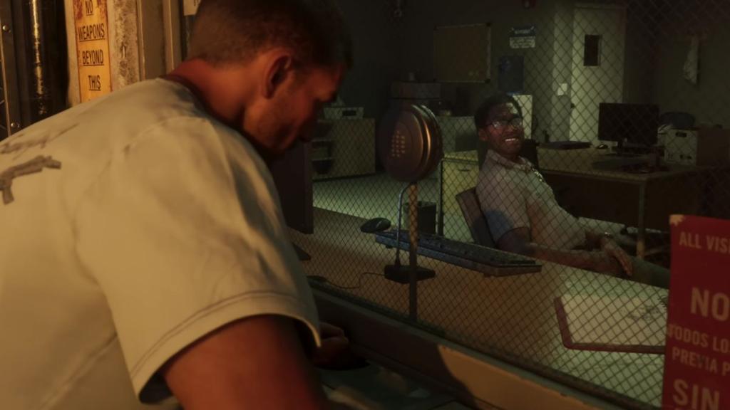 Jason talking to a Corrections Officer in GTA 6