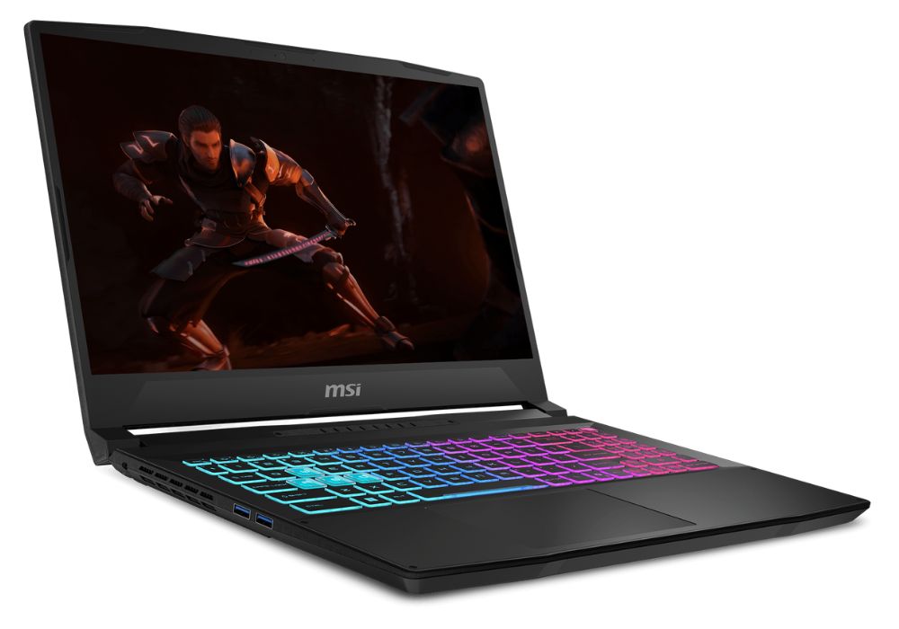 MSI Katana laptop with a character holding a Katana