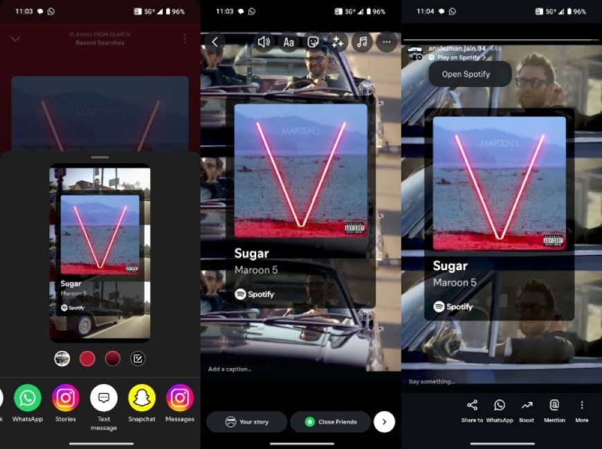 Share Spotify songs Instagram stories