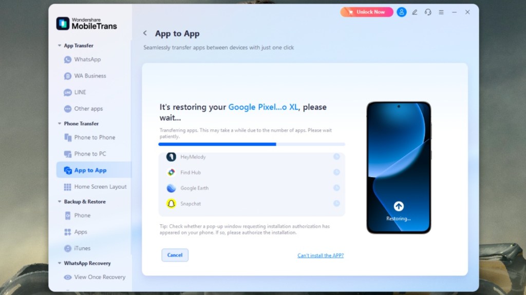 Transferring All Apps from one device to another