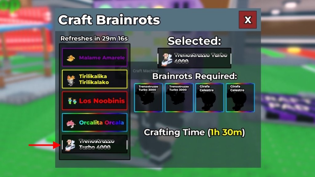 Use the Crafting Machine in Steal a Brainrot