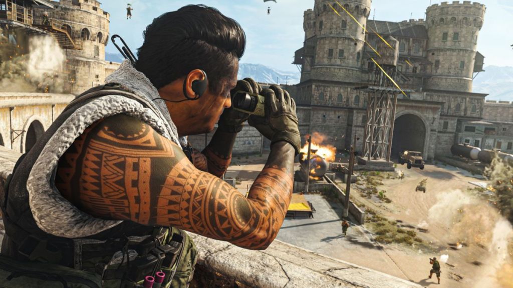 Operator surveying the scene over Prison POI in Warzone
