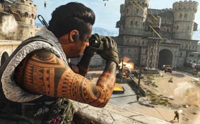 Operator surveying the scene over Prison POI in Warzone