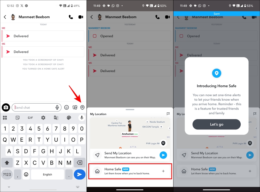 Steps to setup Home Safe on Snapchat 