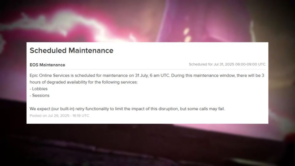 Fortnite July 31 Downtime News