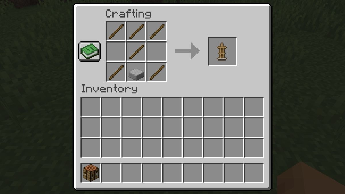 Armor stand crafting recipe on crafting grid