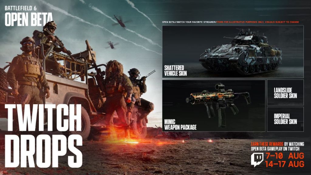 Battlefield 6 Open Beta Twitch Drop Rewards