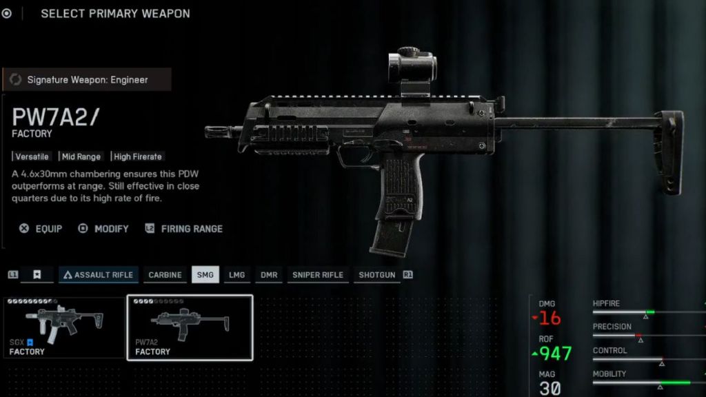 Battlefield 6 PW7A2 SMG