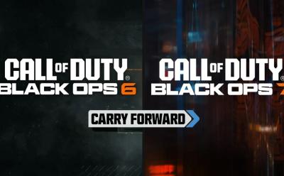 Black Ops 7 and Black Ops 6 logos with the Carry Forward label