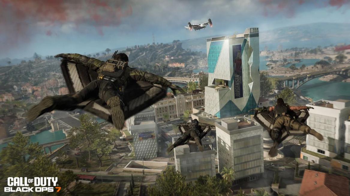 Operating using wingsuits over Avalon in Black Ops 7 Endgame
