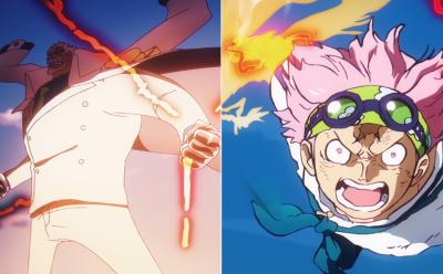 Garp and Koby in the Hachinosu island in One Piece anime