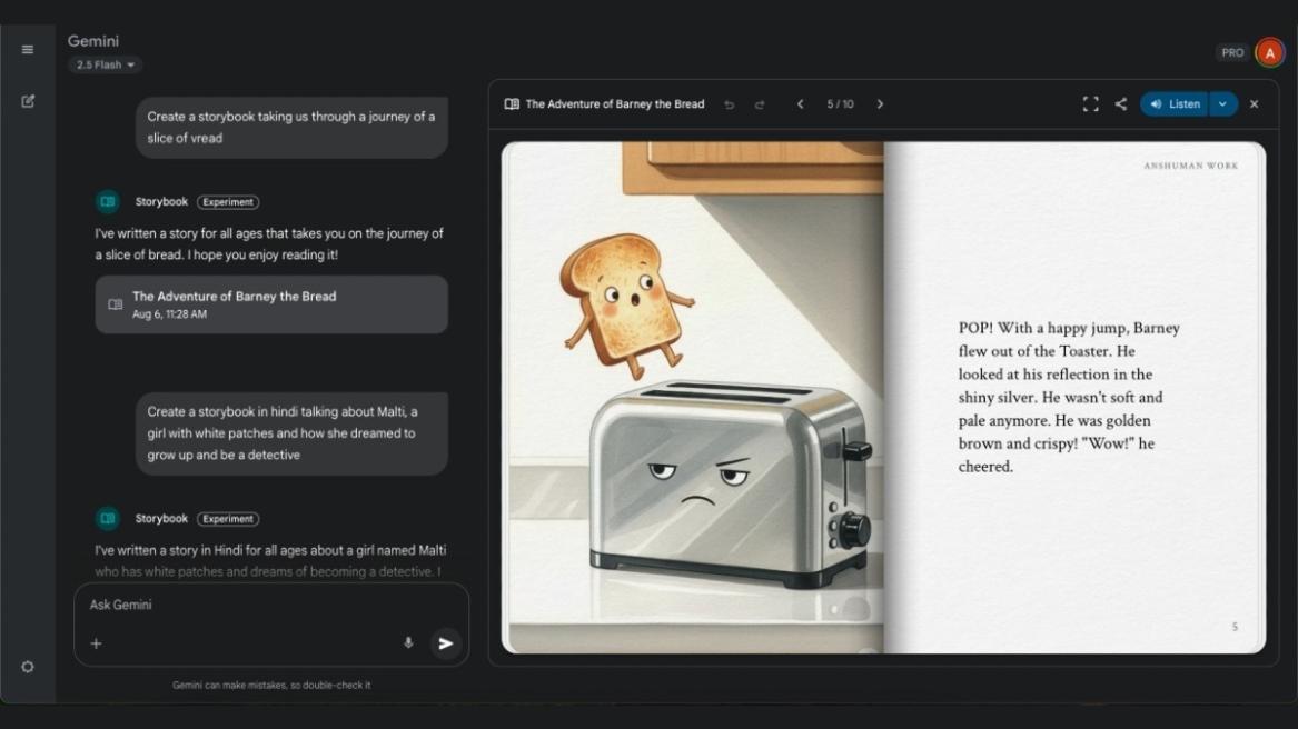 Gooogle Gemini Storybook Feature