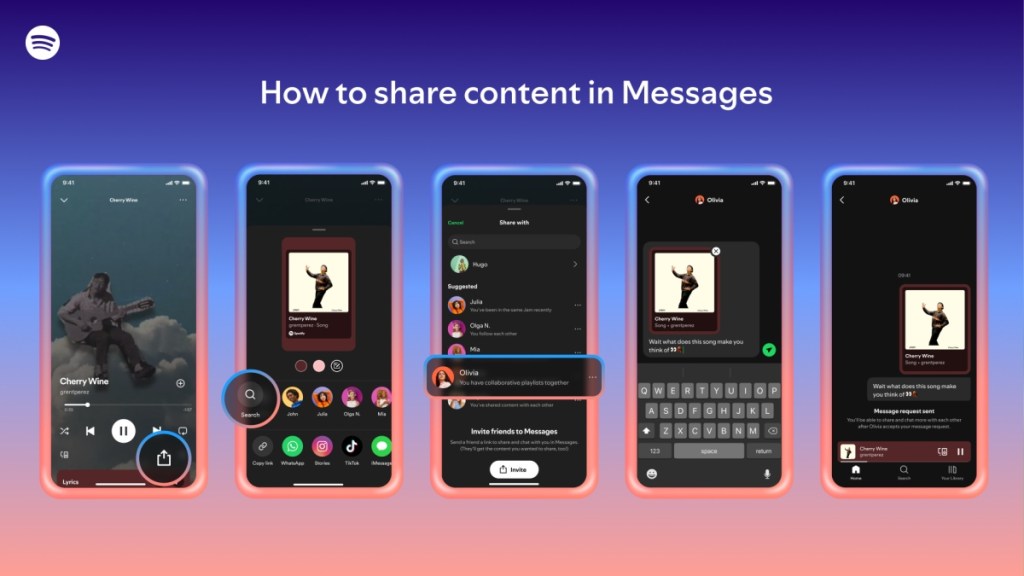 How to share music on Spotify Messages