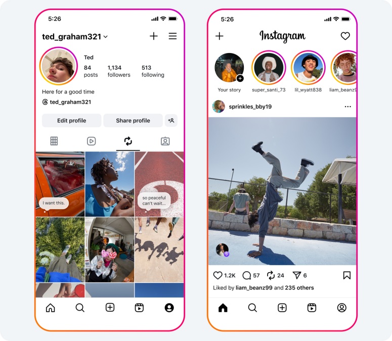 Instagram repost feature overview in the app