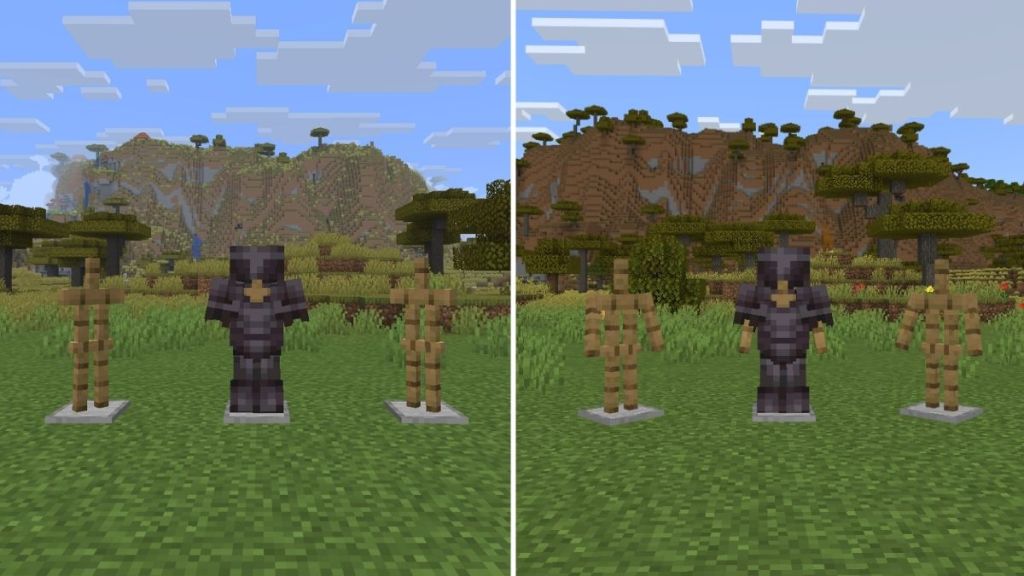 Java vs. Bedrock Edition Armor stand