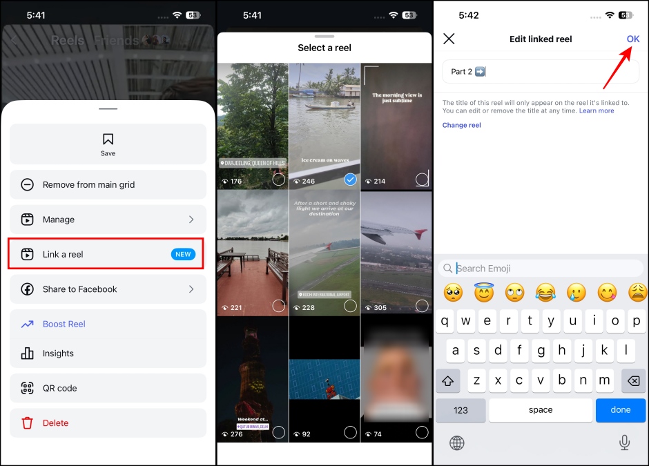 Linking an existing Instagram reel
