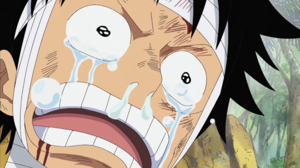 Luffy crying after losing Ace in One Piece