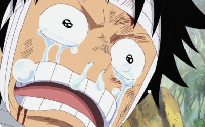 Luffy crying after losing Ace in One Piece