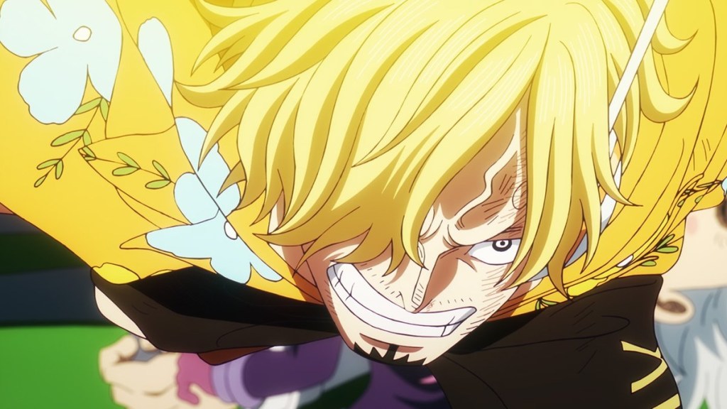 Sanji after deflecting Kizaru's laser beams in One Piece