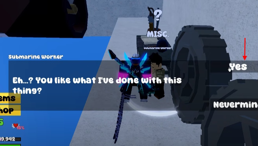 Submarine Worker NPC in Blox Fruits