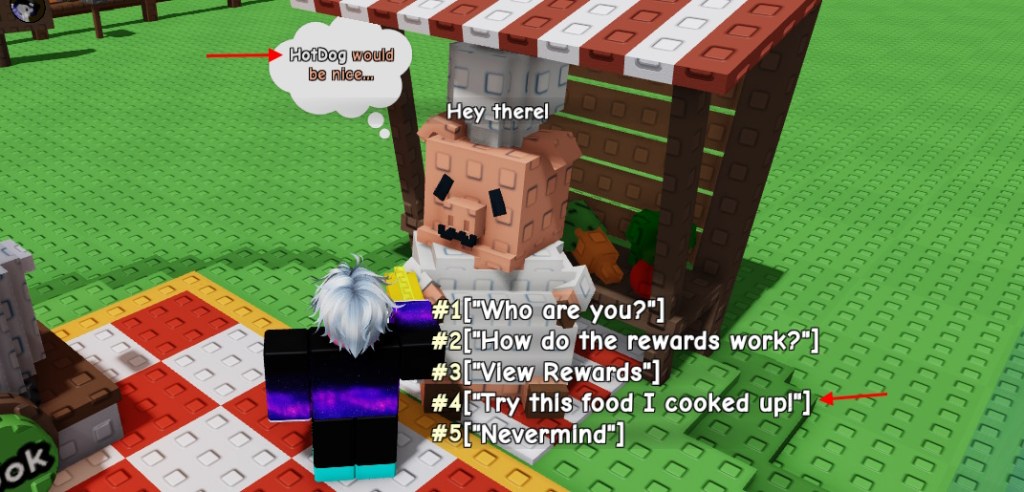 Submit food items to Chris P NPC