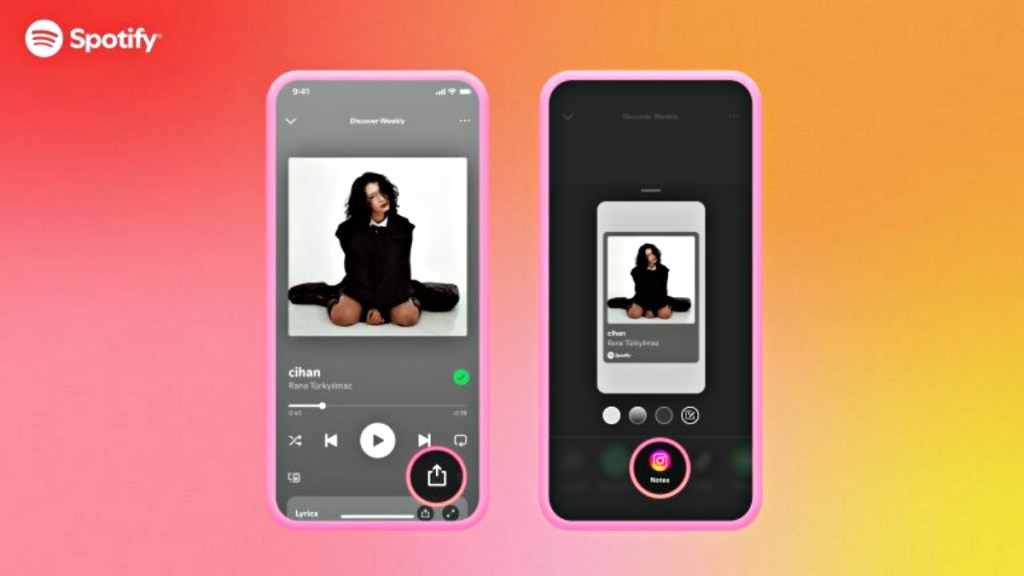 Tap the share button on Spotify to share songs on Instagram Story with audio