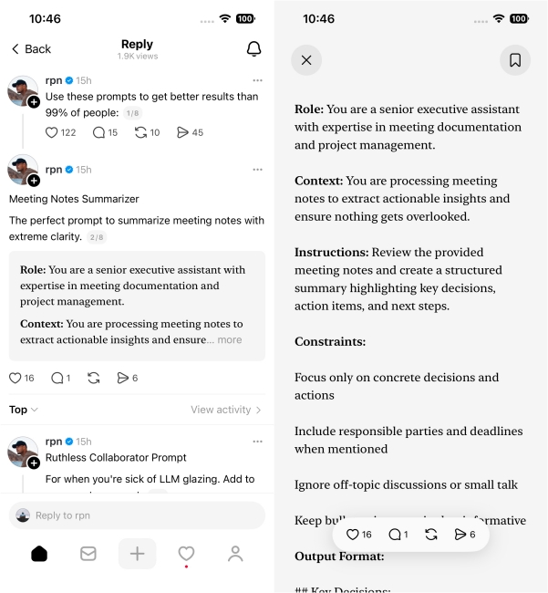 Threads Text Feature preview in Robert P. Nickson's post