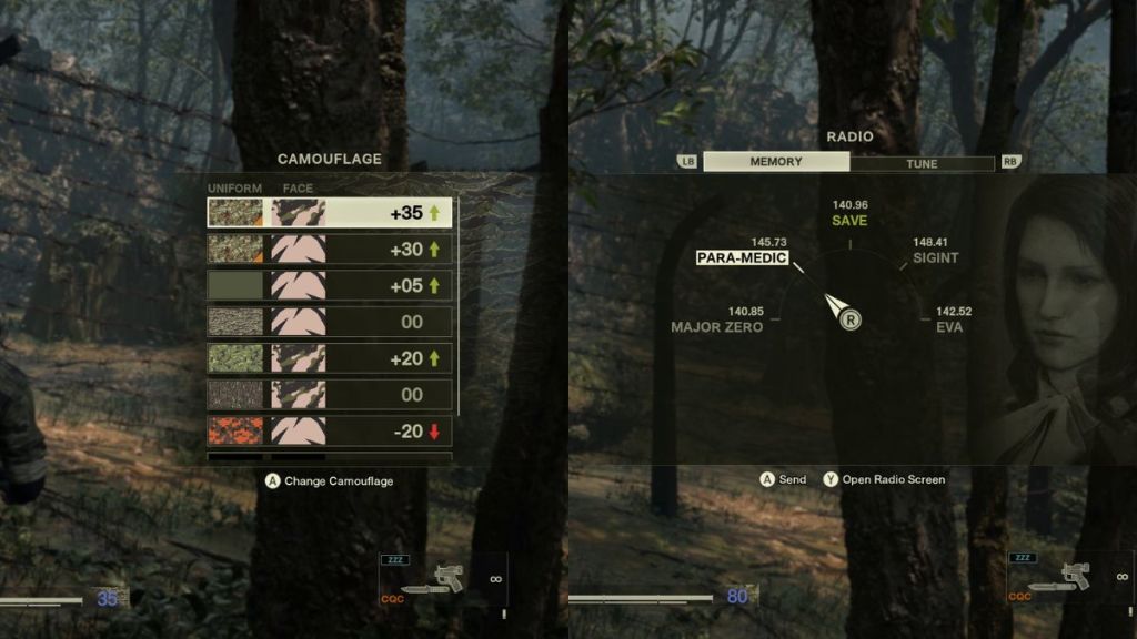 Radio and Camo Quick Menus in MGS Delta