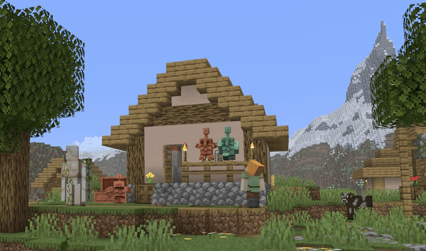 Minecraft Copper Statue Tutorial Minecraft Copper Golem Statue: How to Get, Oxidation States, and ...