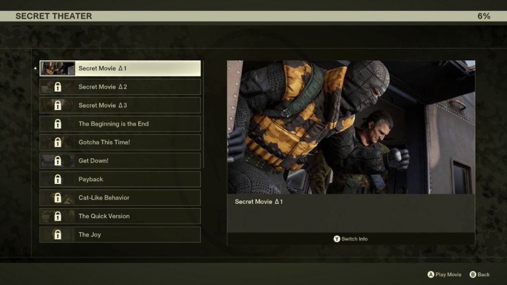 MGS Secret Theater Menu