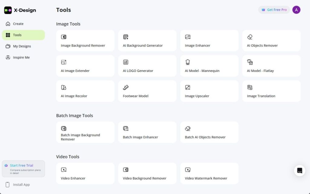 x-design all ai tools list