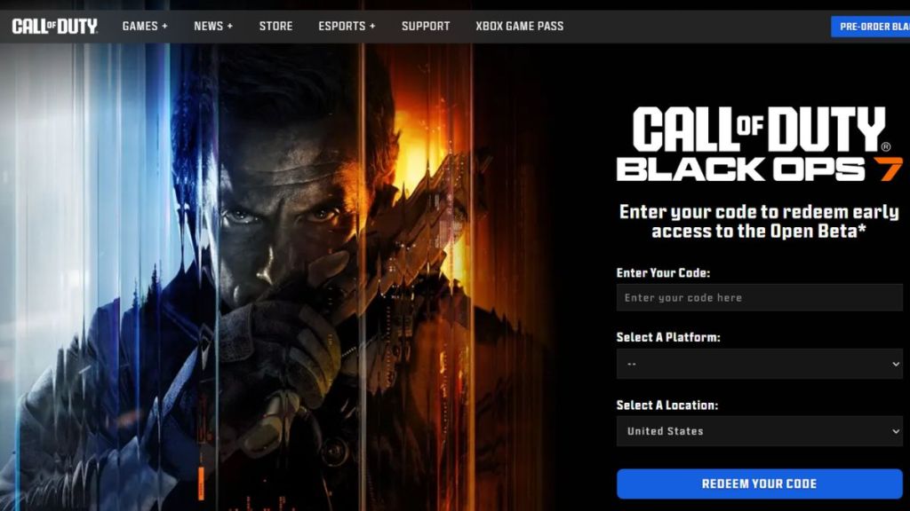 Black Ops 7 Beta Code Redemption Page