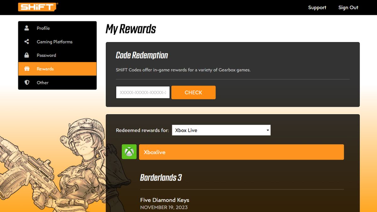 Borderlands 4 Shift Code Redemption via Website