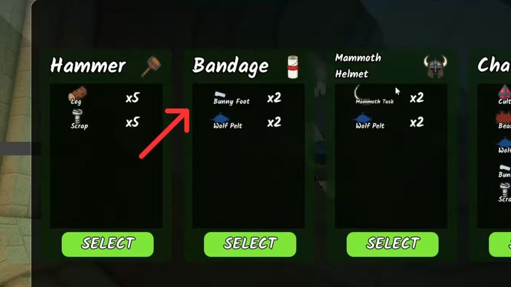 Crafting Bandage at the Anvil