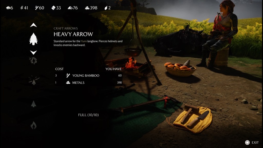 Crafting arrows in Ghost of Yotei