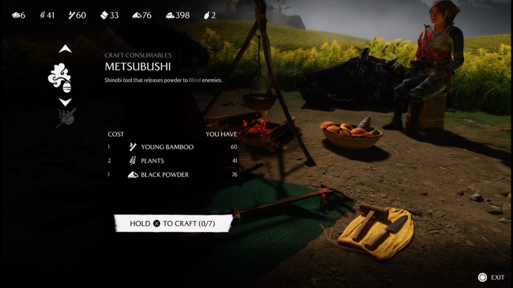 Crafting consumables in Ghost of Yotei