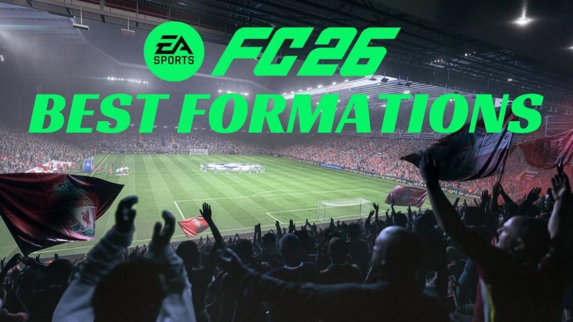 EA FC 26 logo and an in-game look at Anfield