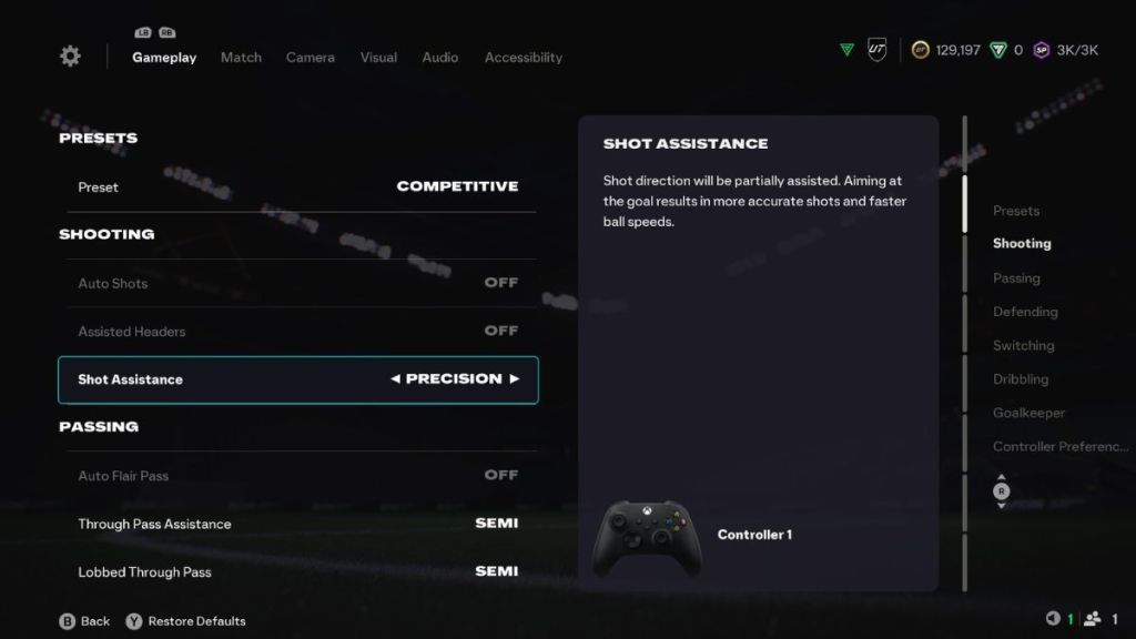 EA FC 26 Controller Settings Menu