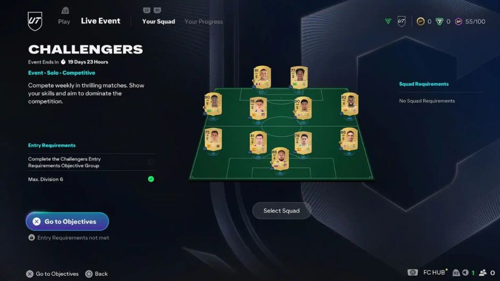 EA FC 26 Ultimate Team Challengers Menu