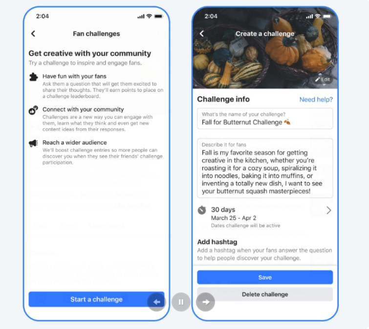 Facebook Fan Challenges feature overview