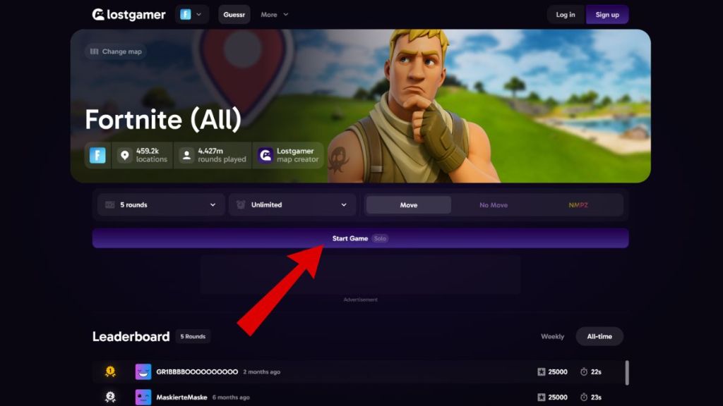 Fortnite Geoguessr Start Game
