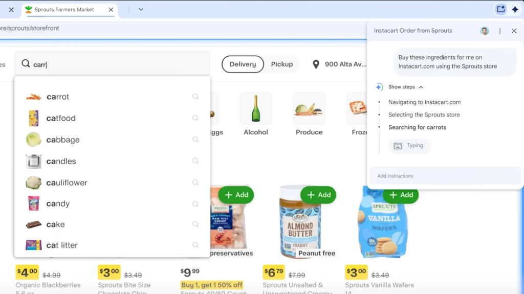 Gemini-automatically-adding-items-in-a-grocery-list-on-Chrome