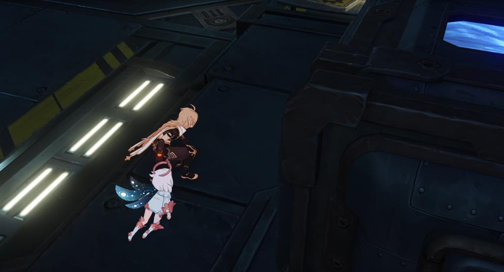 Hide in the container nearby Genshin Impact