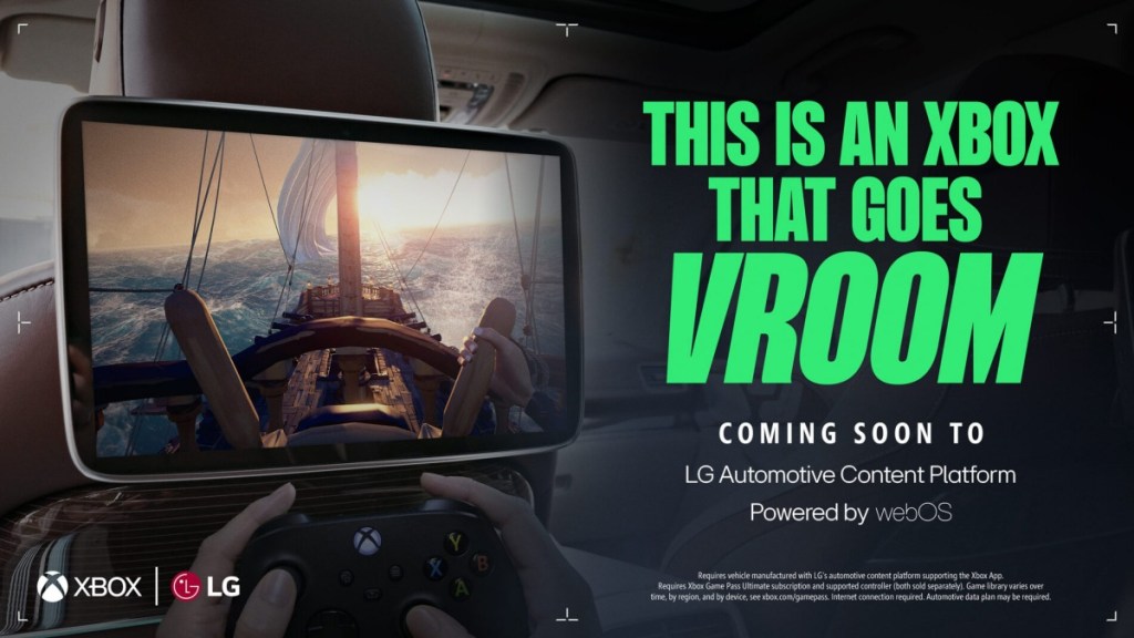 Microsoft and LG promo for Xbox Cloud Gaming in Cars