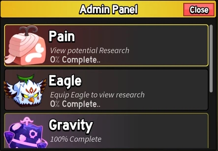 Pain research in Admin Panel